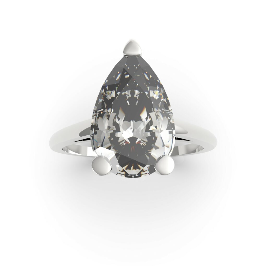 Pear diamond solitaire with semi-domed band - BS10