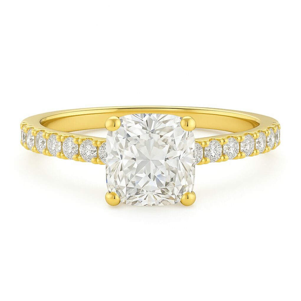 Bague Diamant naturel - Taille coussin