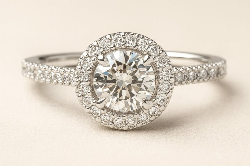 Bague diamant encerclé de pavage diamant