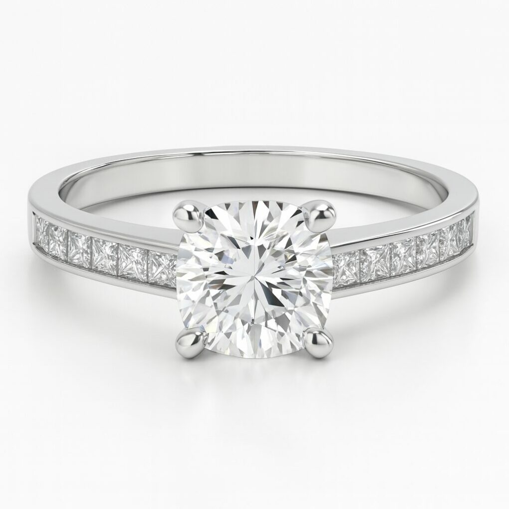 Bague Diamant pavée de diamants princesses