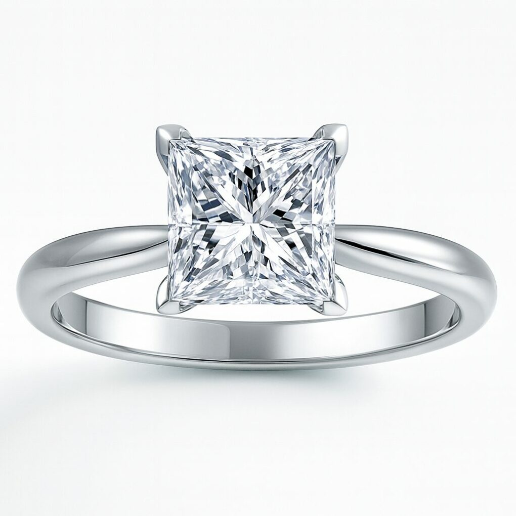 Bague affinée Solitaire diamant princesse