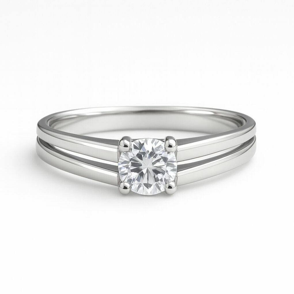 Double shank diamond solitaire ring - BS24