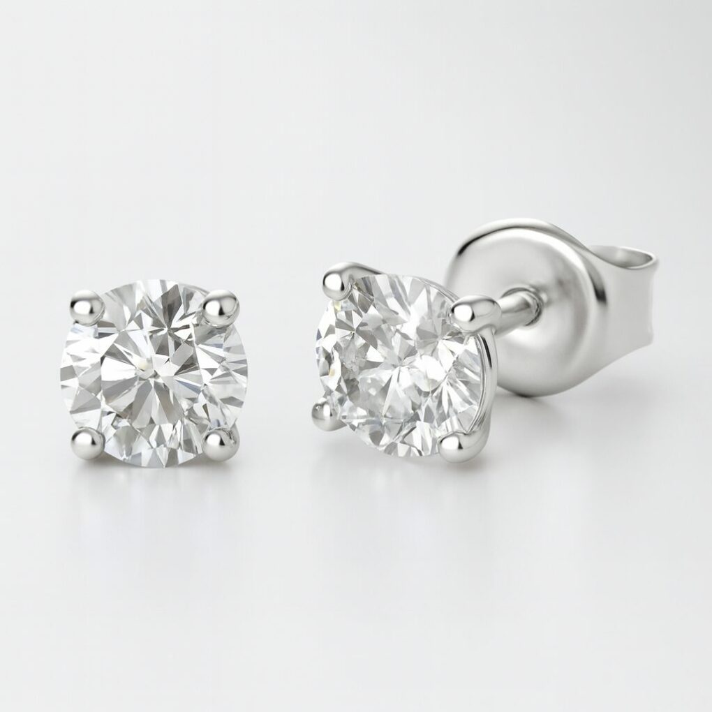 Boucles d'oreilles diamants 4 griffes fines