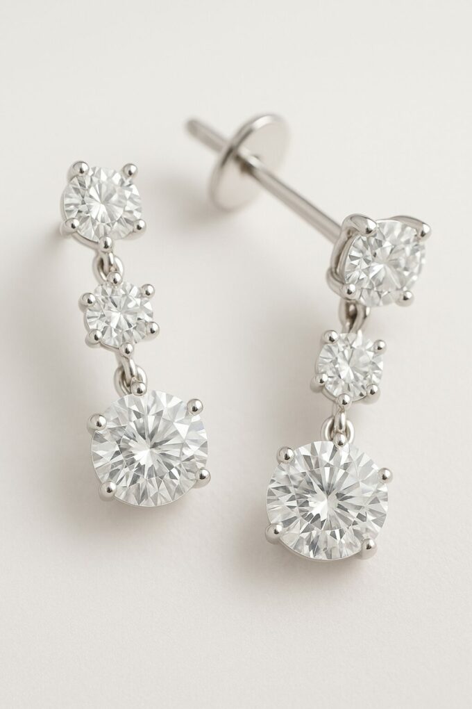 Boucles d'oreilles 3 diamants naturels
