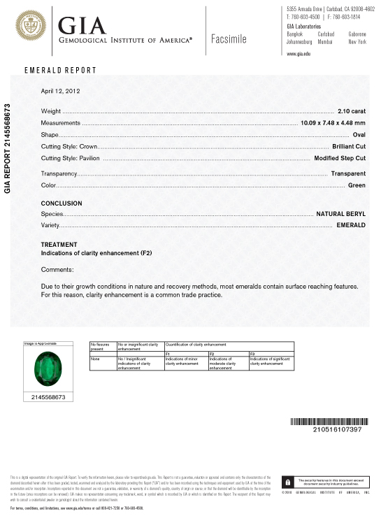 Émeraude naturelle - 2.10 Cts
