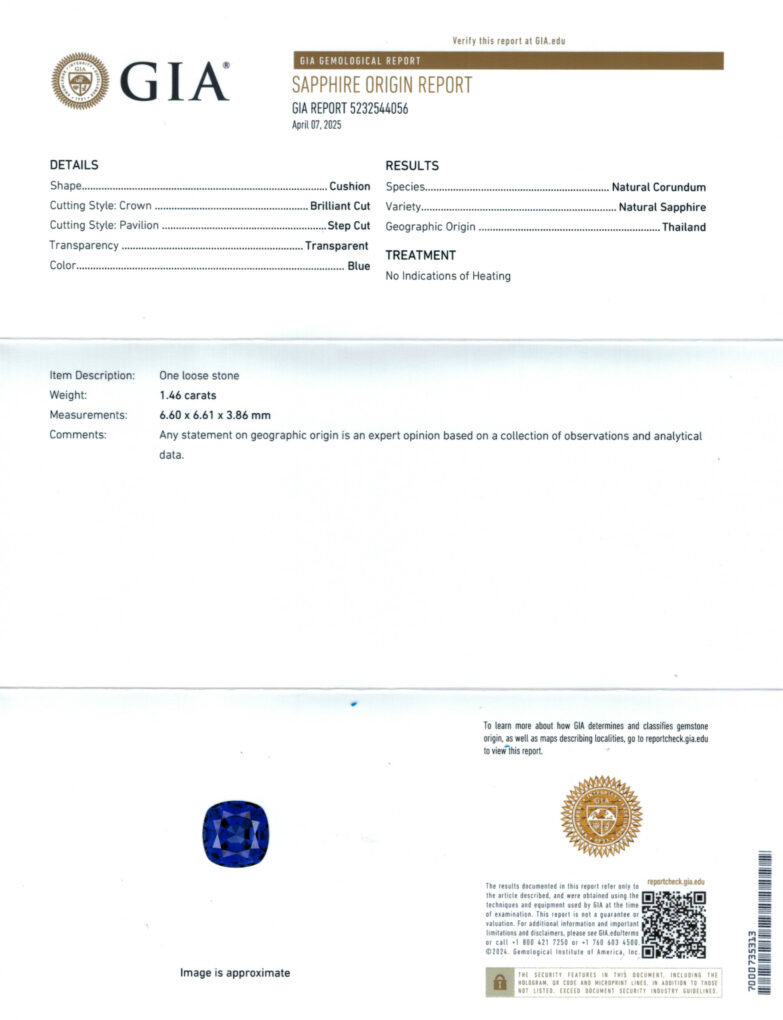 Saphir Naturel - 1.46 ct - Non Chauffé