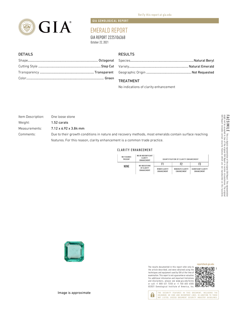Émeraude Naturelle - 1.52 ct - Non Huilée