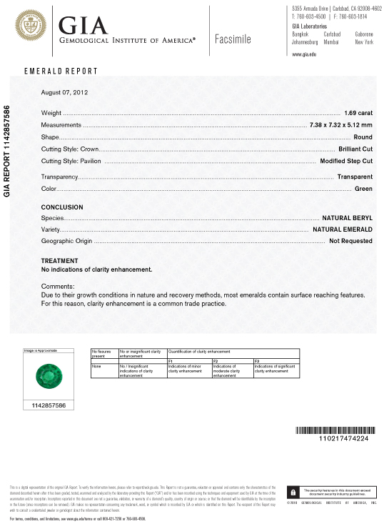 Émeraude Naturelle - 1.69 ct - Non Huilée