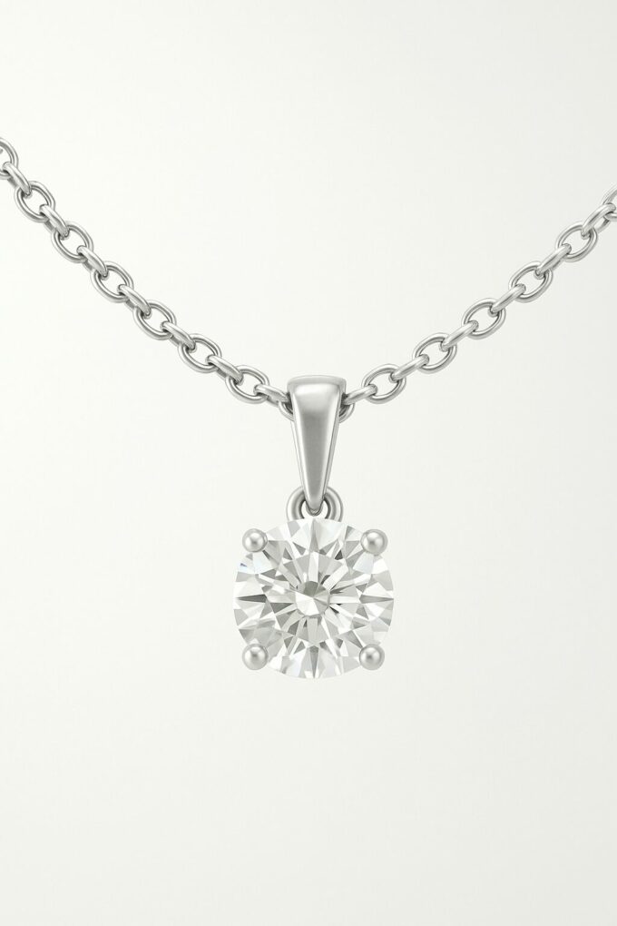 Pendentif solitaire diamant naturel avec bélière