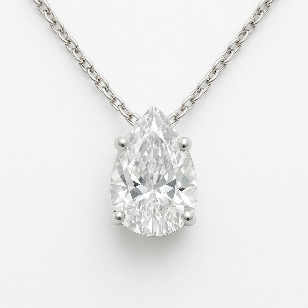 Pendentif diamant naturel poire 4 griffes