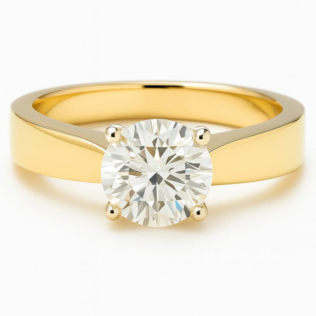 Bague Solitaire diamant naturel - Or jaune