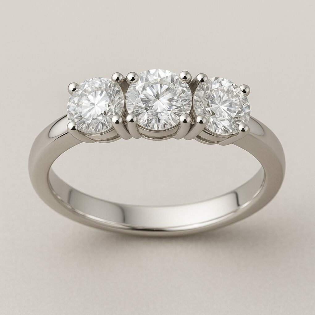 Bague Trilogie diamants et or blanc
