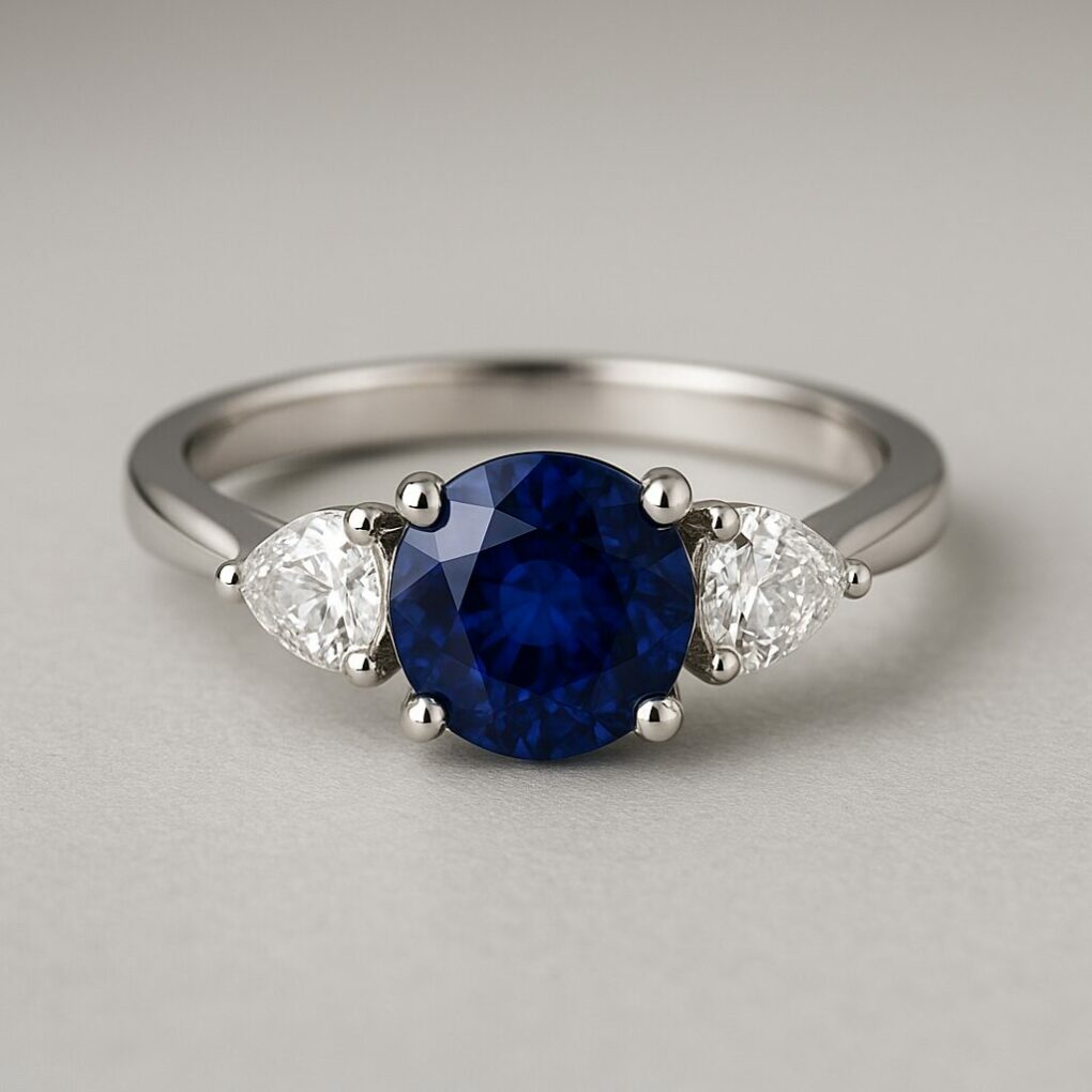 Bague Trilogie saphir et diamants naturels