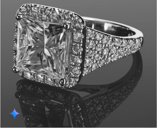 Princess diamond ring pave band - BP12