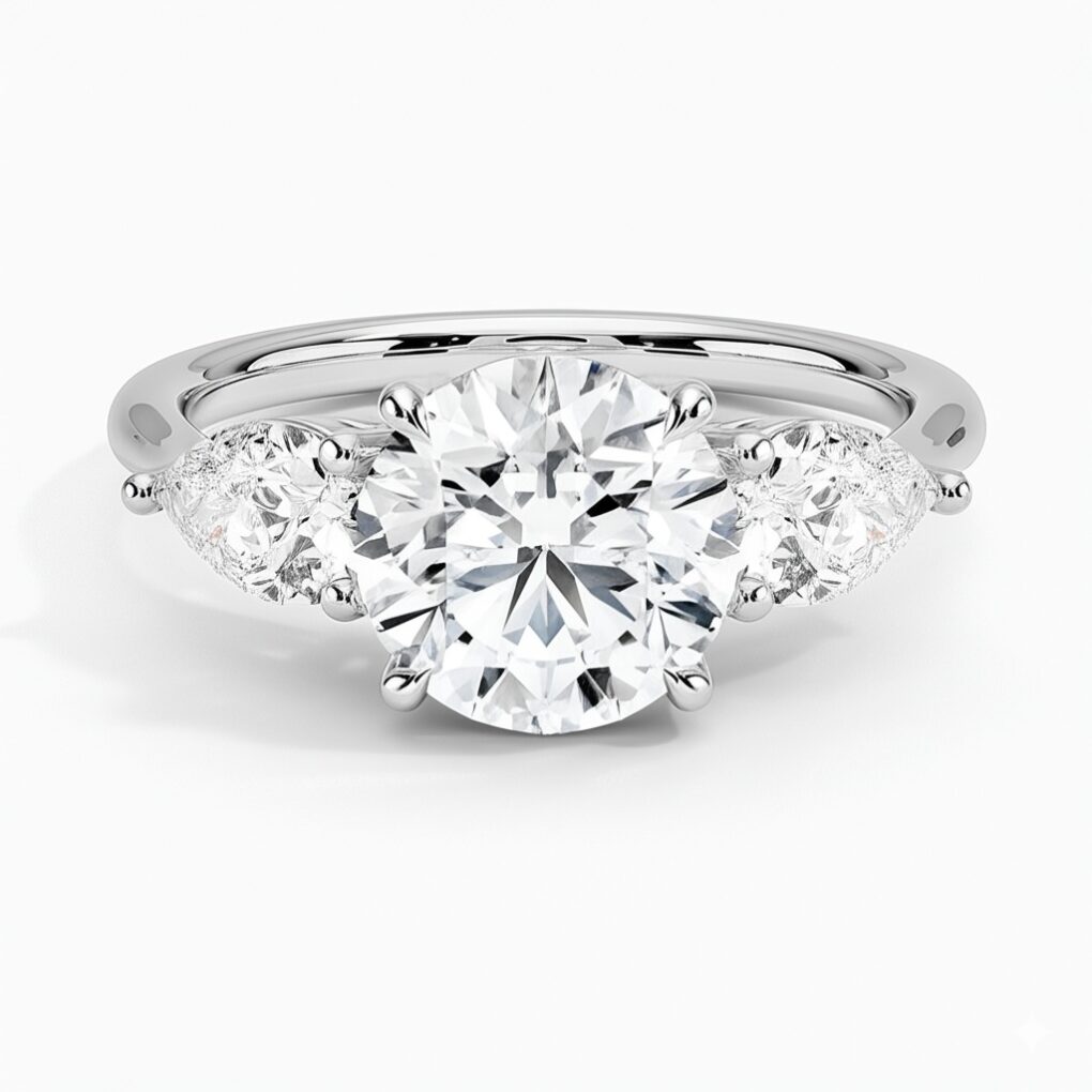 Diamant rond et 2 diamants poires