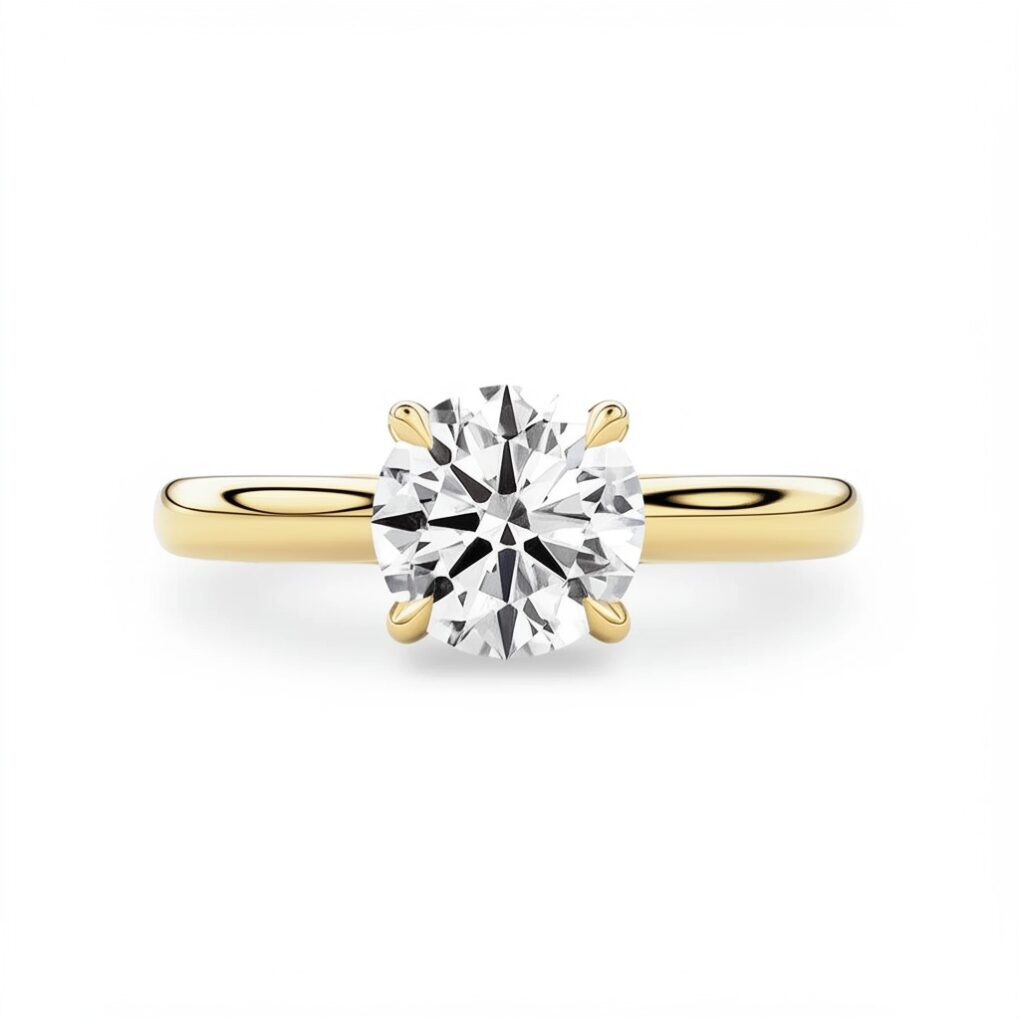 Solitaire diamant or jaune 18K