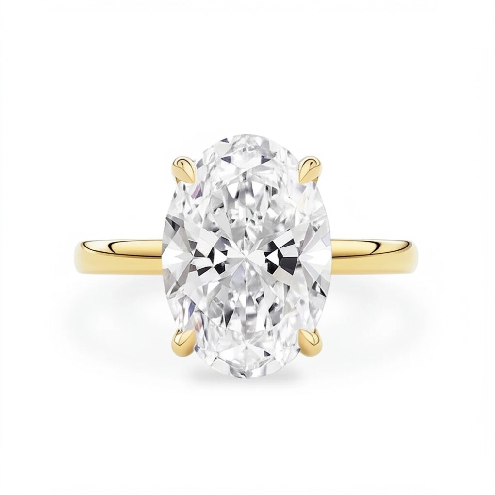 Solitaire diamant ovale or jaune 18K