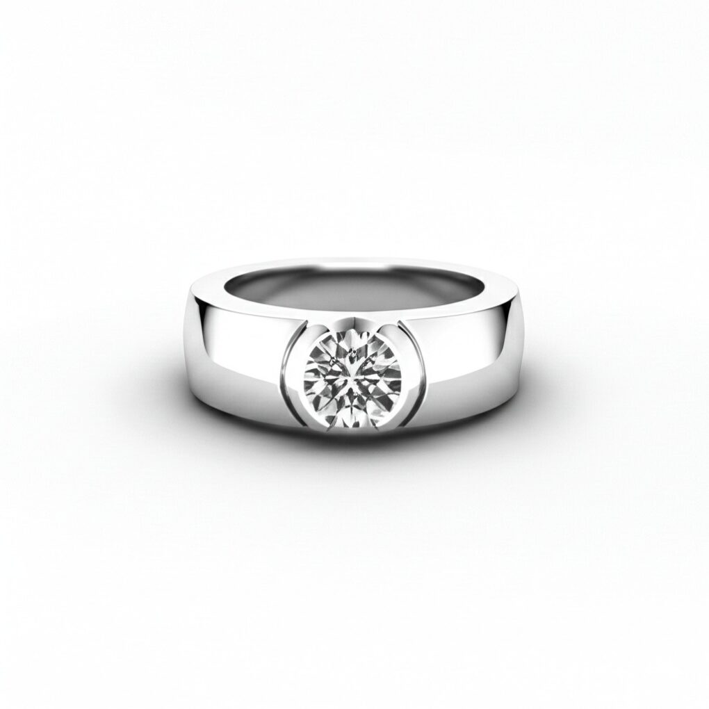 Solitaire diamant demi serti clos