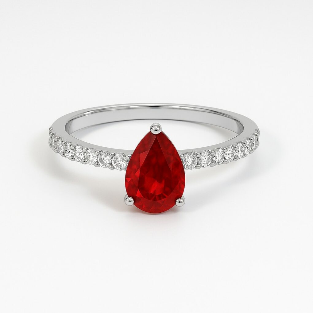 Bague rubis et diamants sur l'anneau