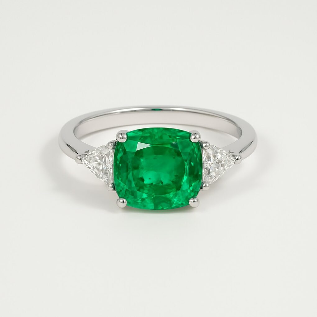 Bague Emeraude natuelle et diamants