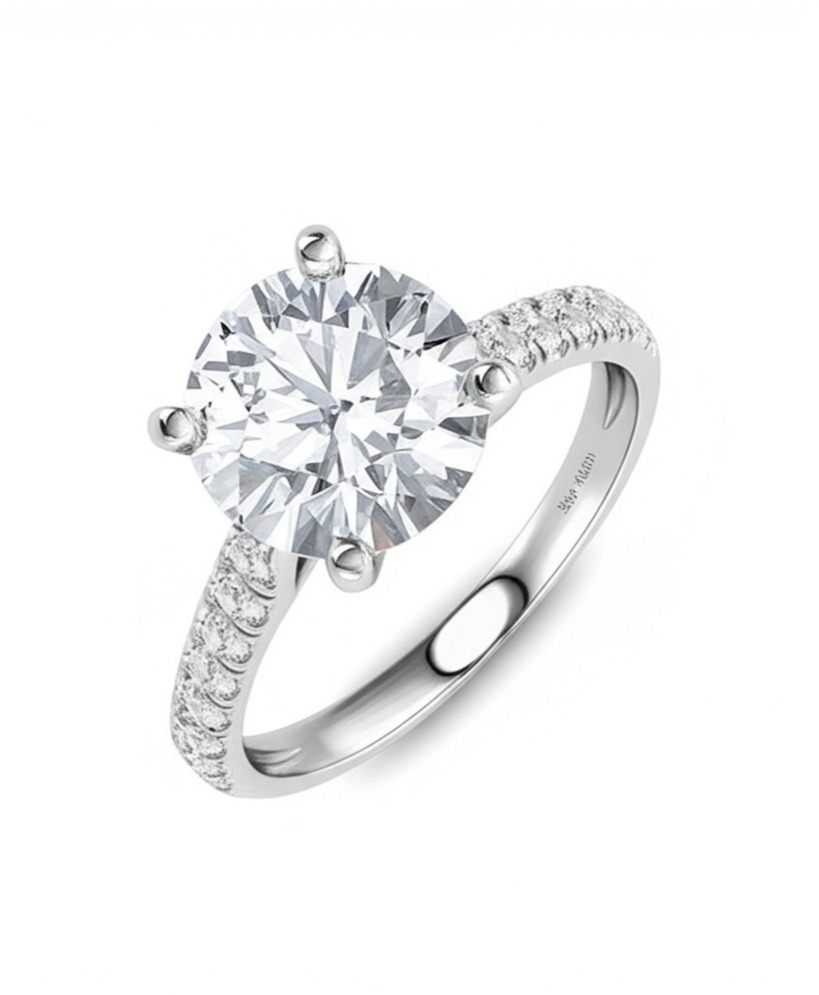Diamant rond naturel+ diamants de pavage