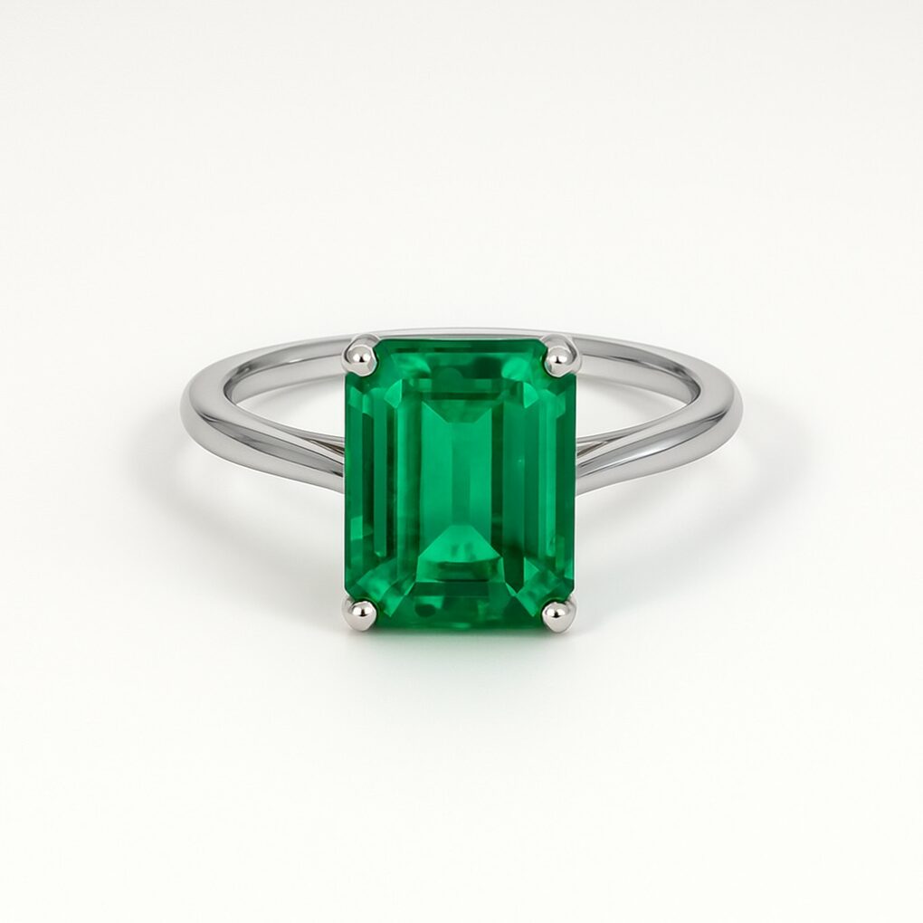 Solitaire Emeraude naturelle