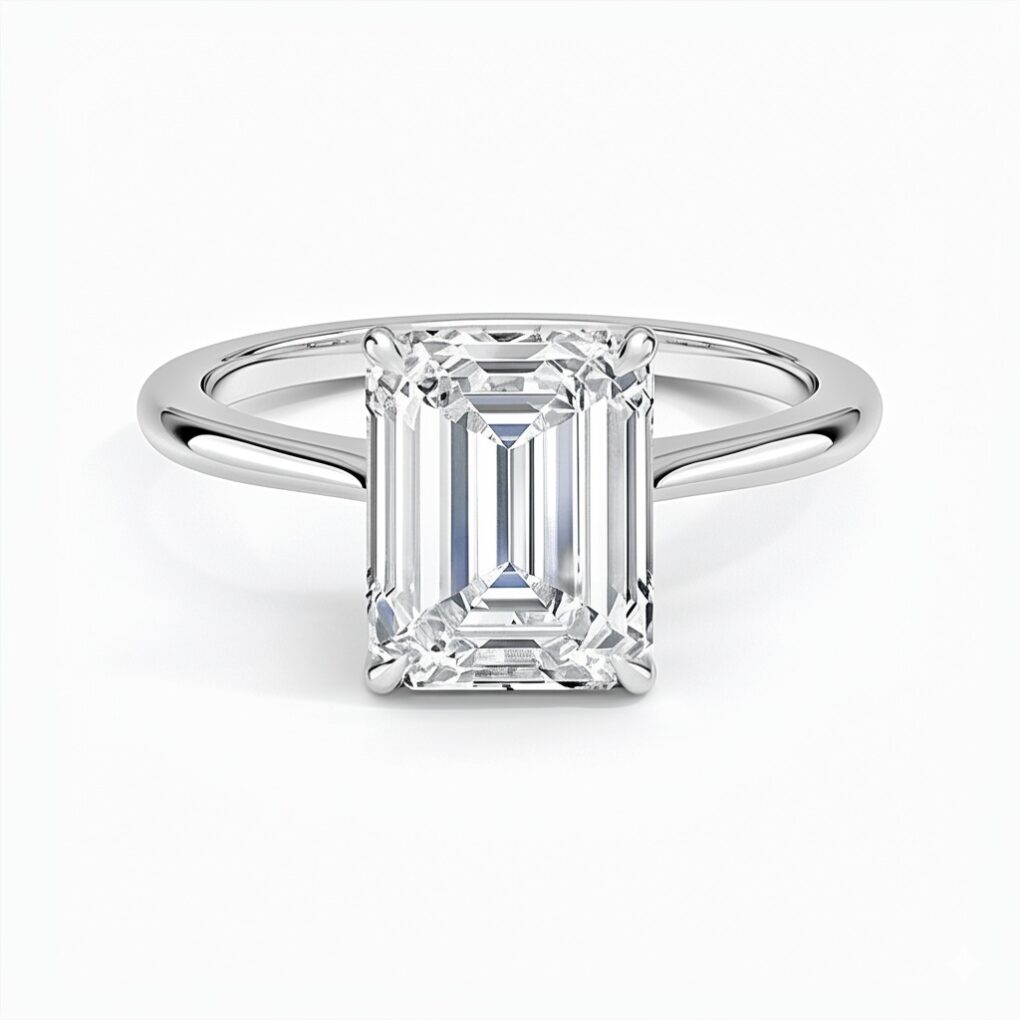 Solitaire Diamant taille émeraude