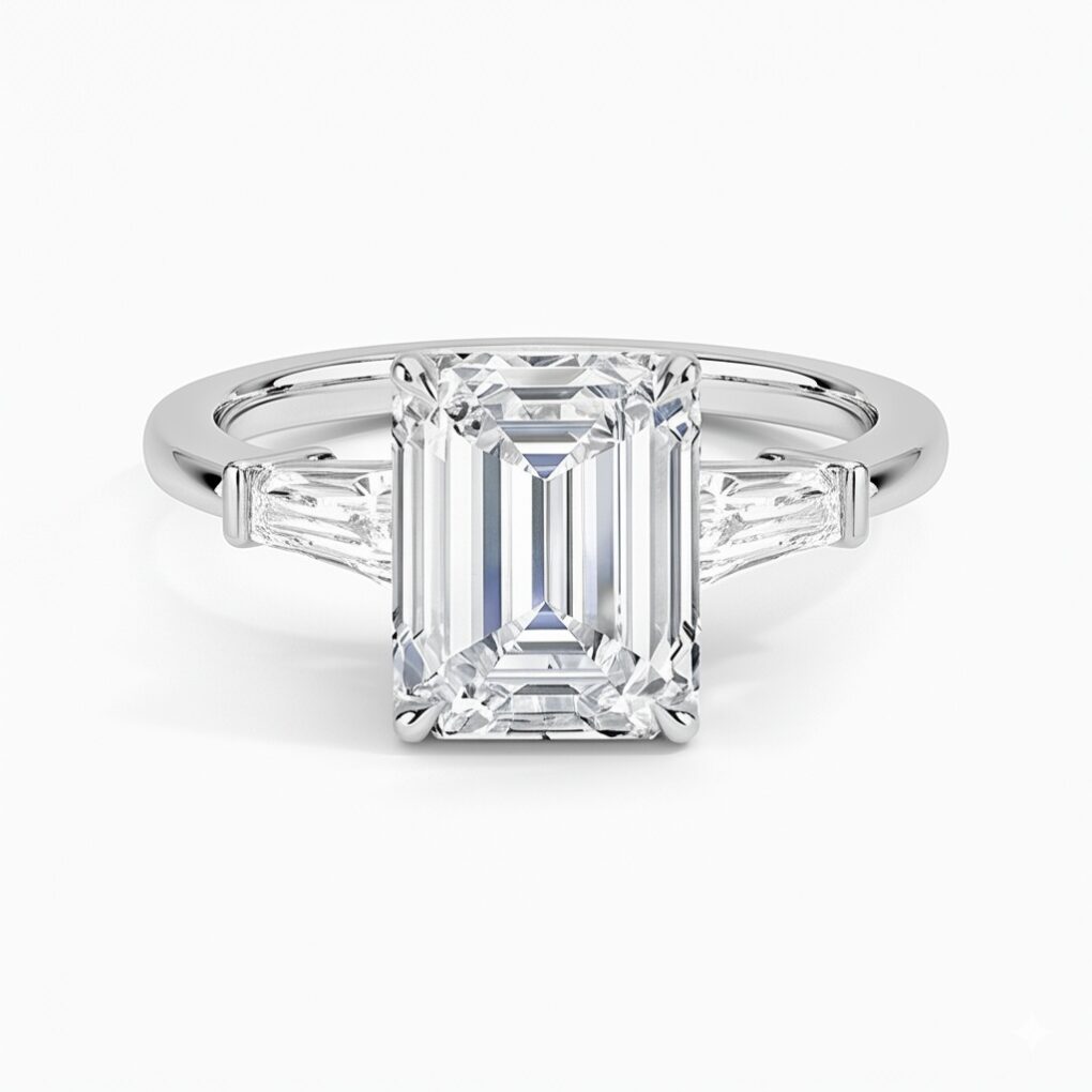 Diamant taille émeraude et tapers baguettes