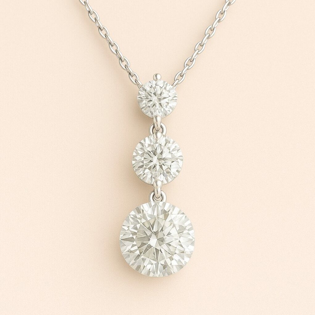 Pendentif 3 diamants naturels - or 18K