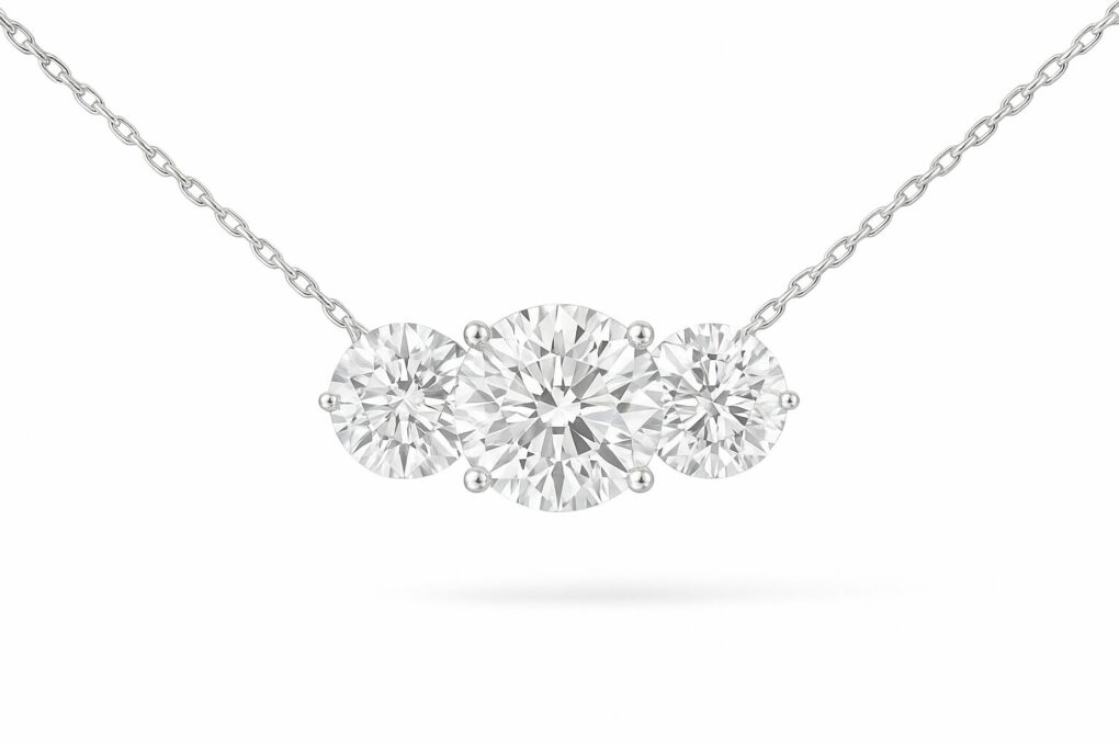 Pendentif 3 diamants naturels - or 18K