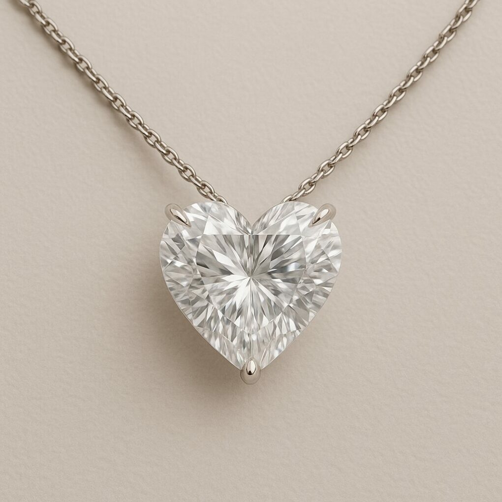 Pendentif diamant naturel - Forme cœur - or 18K