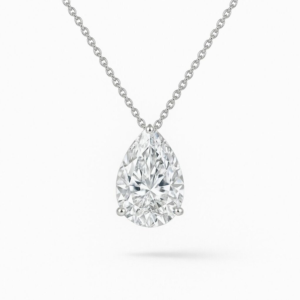 Pendentif diamant naturel - Taille poire - Or 18K