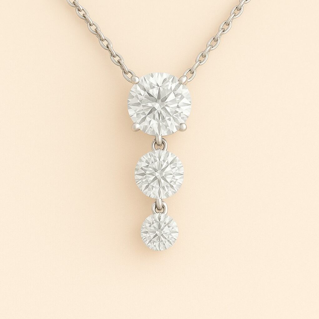 Pendentif 3 diamants naturels - or 18K