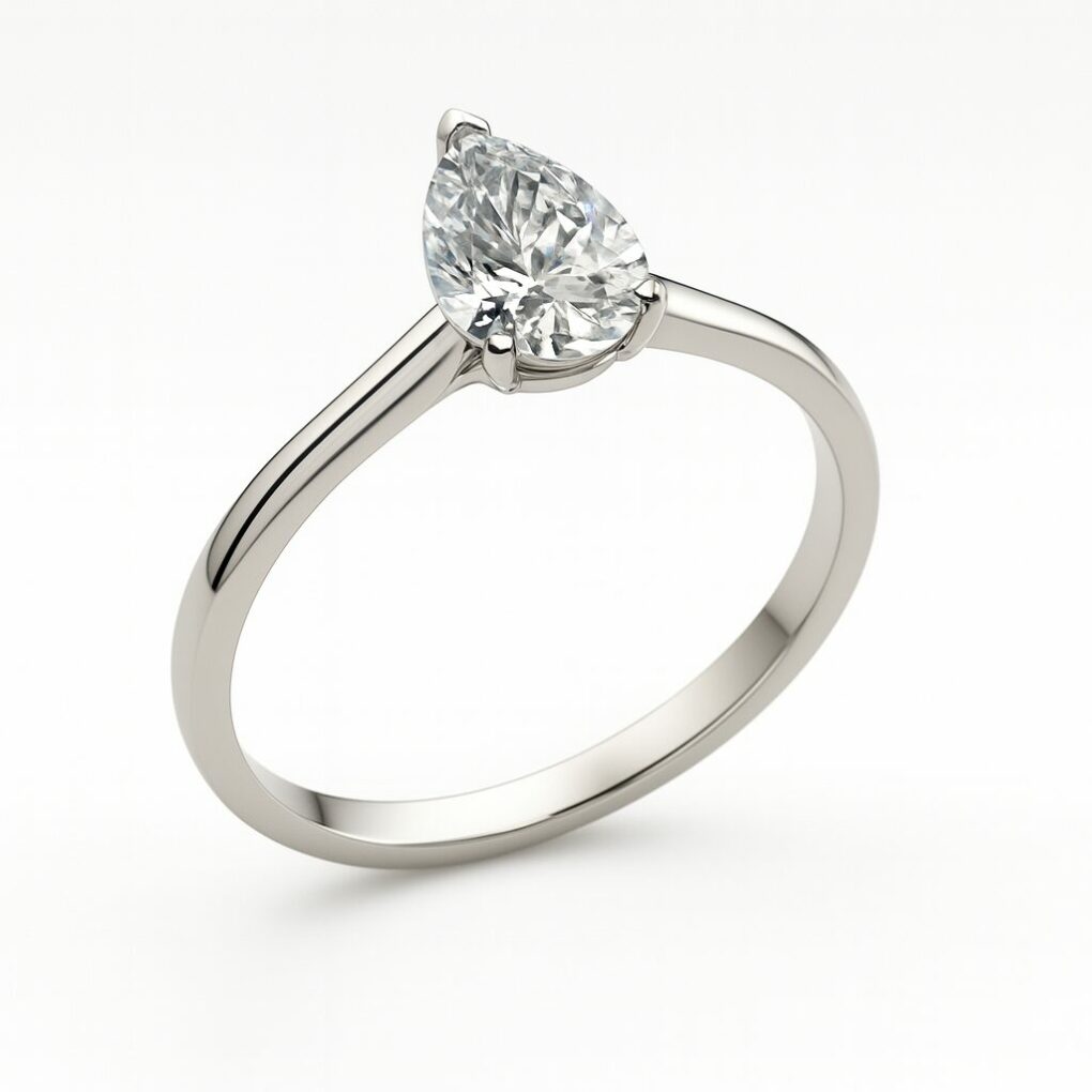 Solitaire diamant poire