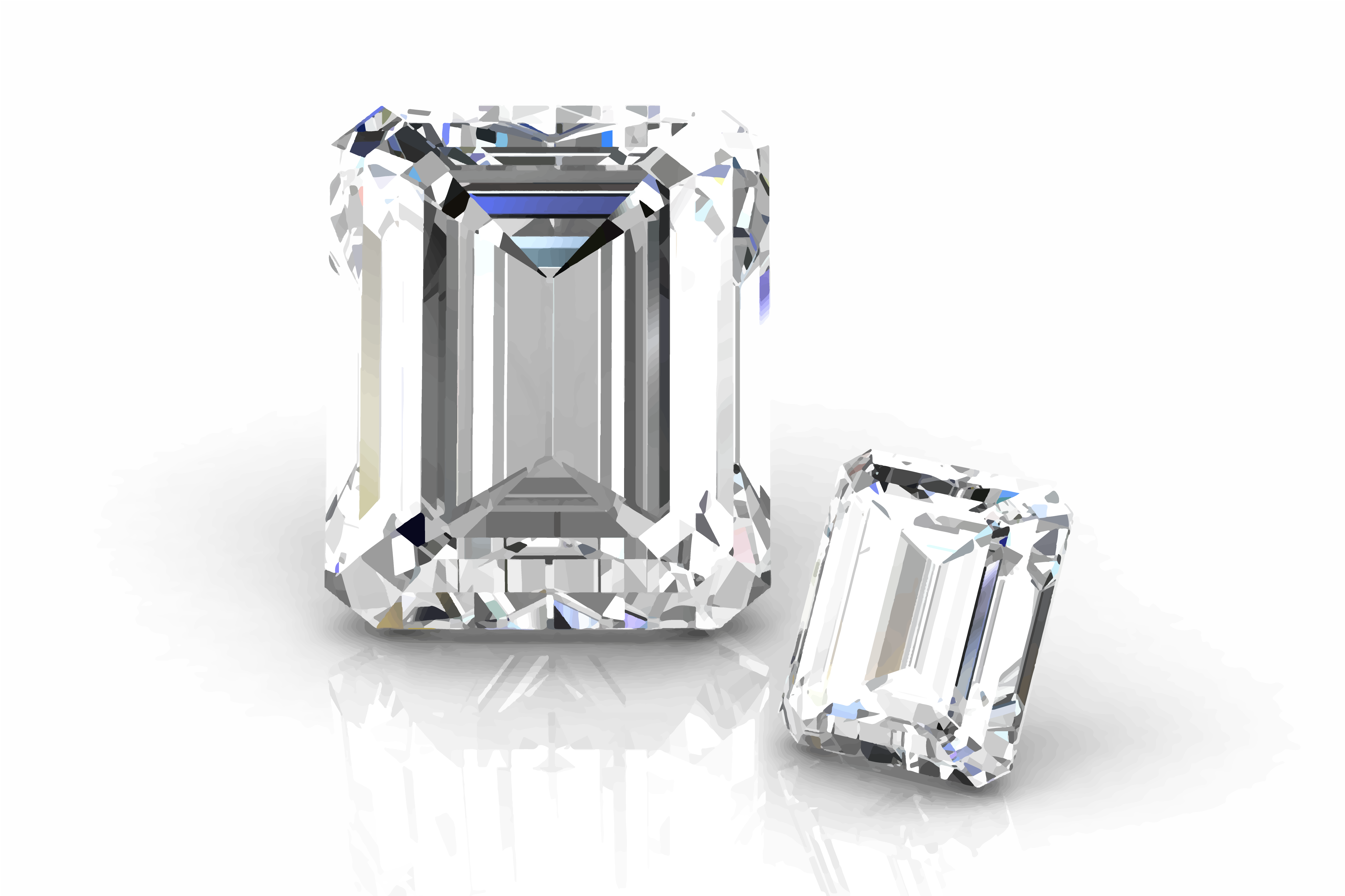 diamants taille émeraude de différentes tailles